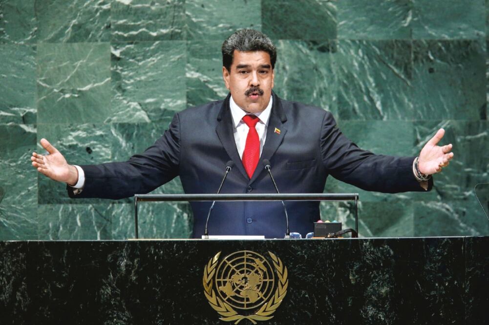 El presidente venezolano, Nicolás Maduro, en su intervención ante la Asamblea General de la ONU, en la que se declaró dispuesto a reunirse con Donald Trump. Foto: EDUARDO MUÑOZ. REUTERS