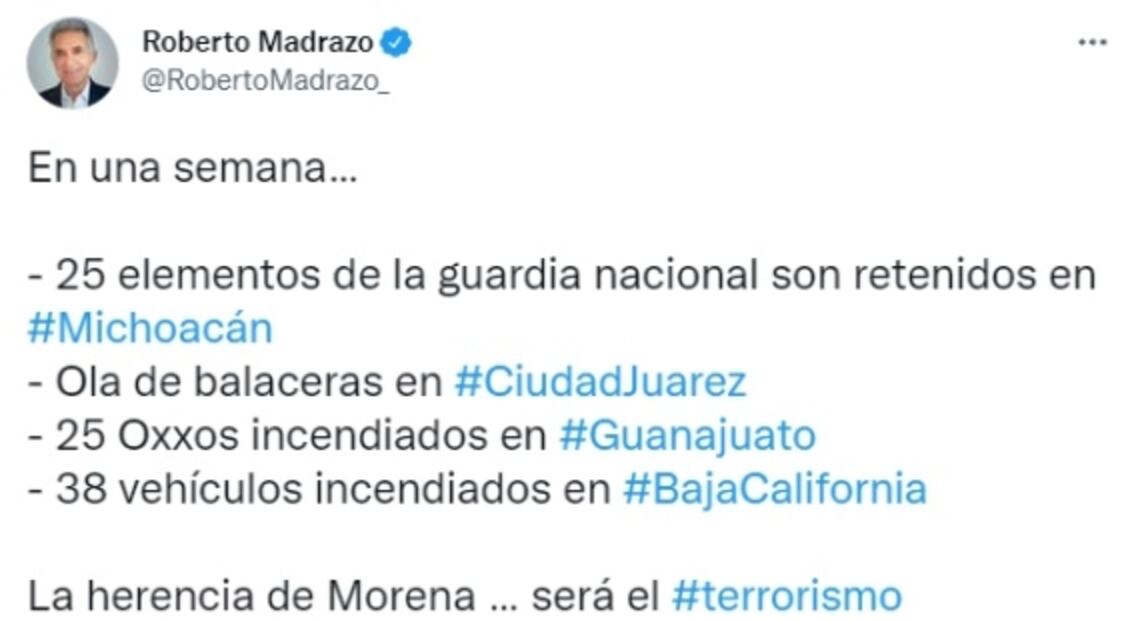 Roberto Madrazo: Si AMLO quiere abrazos y no balazos, ¿para qué quiere militarizar la seguridad pública?