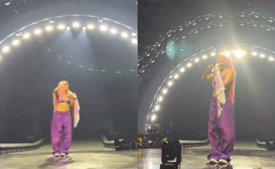 La colombiana Karol G durante concierto en Ámsterdam. Capturas vía X @rvfaga.