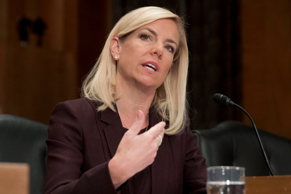 La nominada para el Departamento de Seguridad Nacional (DHS), Kirstjen Nielsen, interviene en la audiencia del Comité Senatorial de Comercio, Ciencia y Transporte (Foto: EFE)