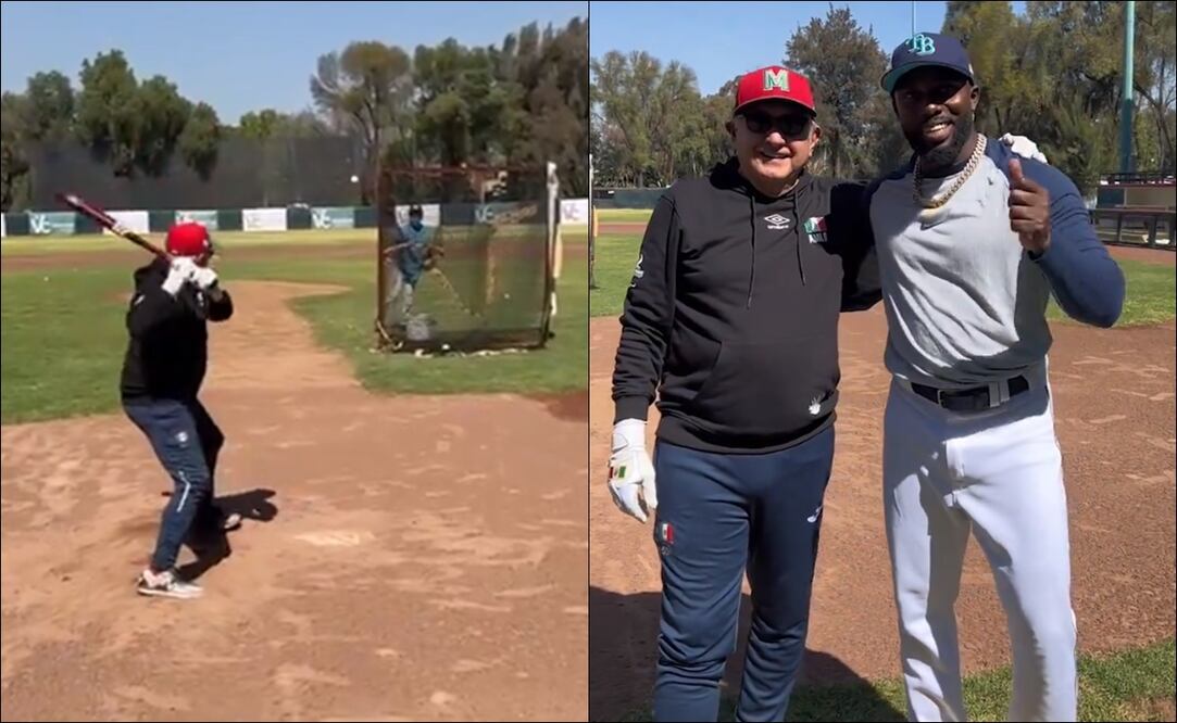 AMLO jugó y perdió ante Randy Arozarena en un duelo de jonrones - Foto: Especial