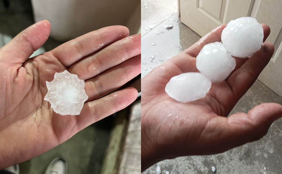 Fotografías de la caída del granizo en Ciénega de Flores, Nuevo León (01/05/2025). Foto: Especial