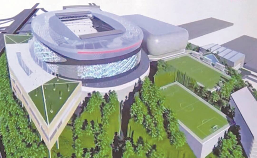 El estadio Punta Azul tendrá capacidad para 50 mil espectadores y habrá centro comercial VIP y viviendas. Foto: Especial.