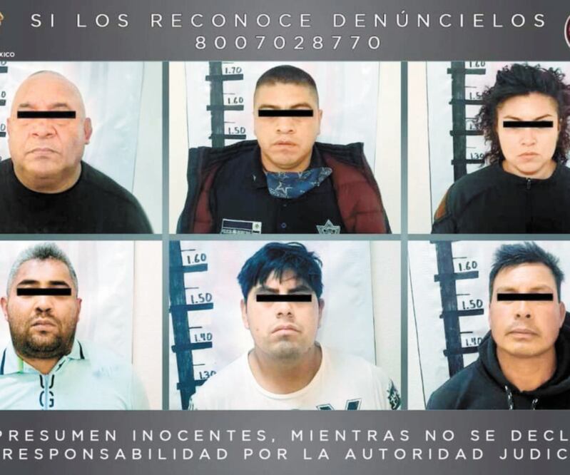 Los seis detenidos fueron presentados ante el Ministerio Público. La fiscalía mexiquense investiga su participación en otros robos en el estado similares al ocurrido en Coacalco la semana pasada. ESPECIAL 