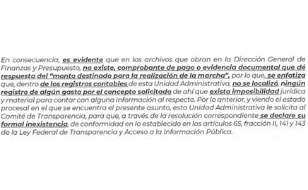 Nadie sabe y nadie supo; Presidencia confirma que desconoce cuánto costó y quién pagó marcha de AMLO