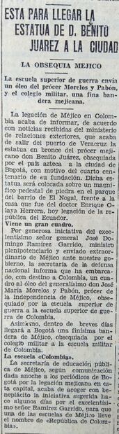 El parque de Bogotá que tiene una estatua de Benito Juárez