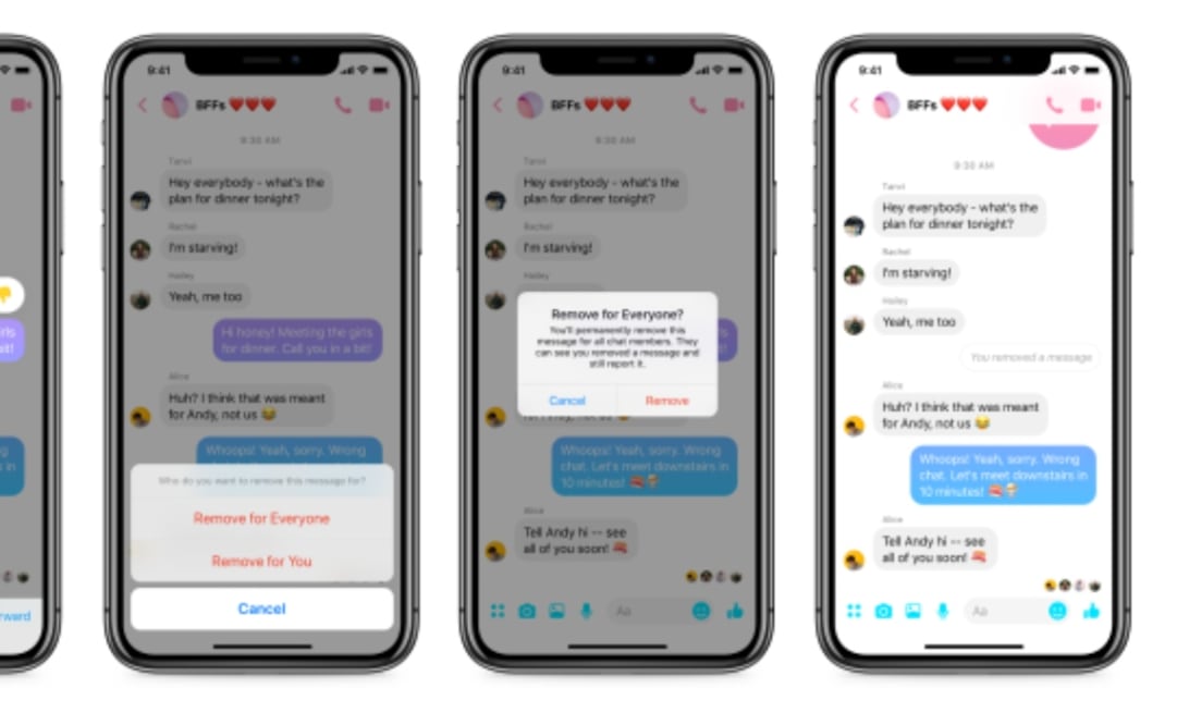 Hasta 10 minutos después de enviar un mensaje, el remitente encontrará el botón "Eliminar para usted", acompañado de "Eliminar para todos"