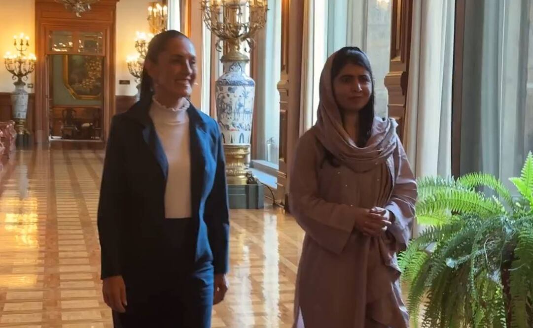 La presidenta Claudia Sheinbaum recibió en Palacio Nacional a Malala Yousafzai, premio nobel de la paz. Foto: Captura de pantalla
