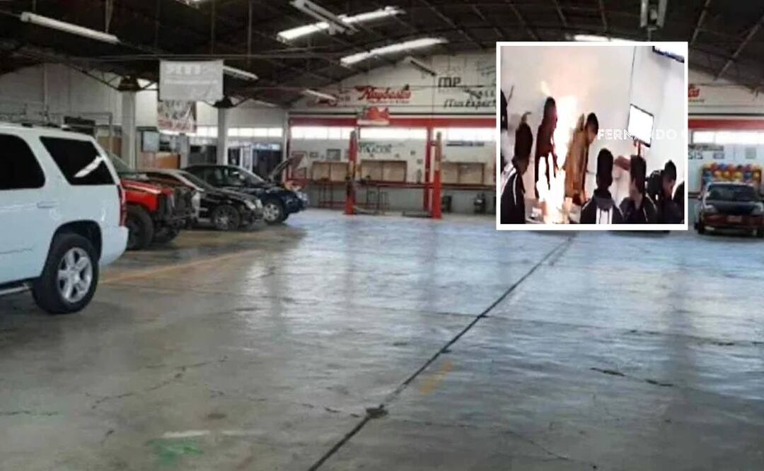 Momento exacto en que un joven es rociado con gasolina y prendido. Foto: Especial