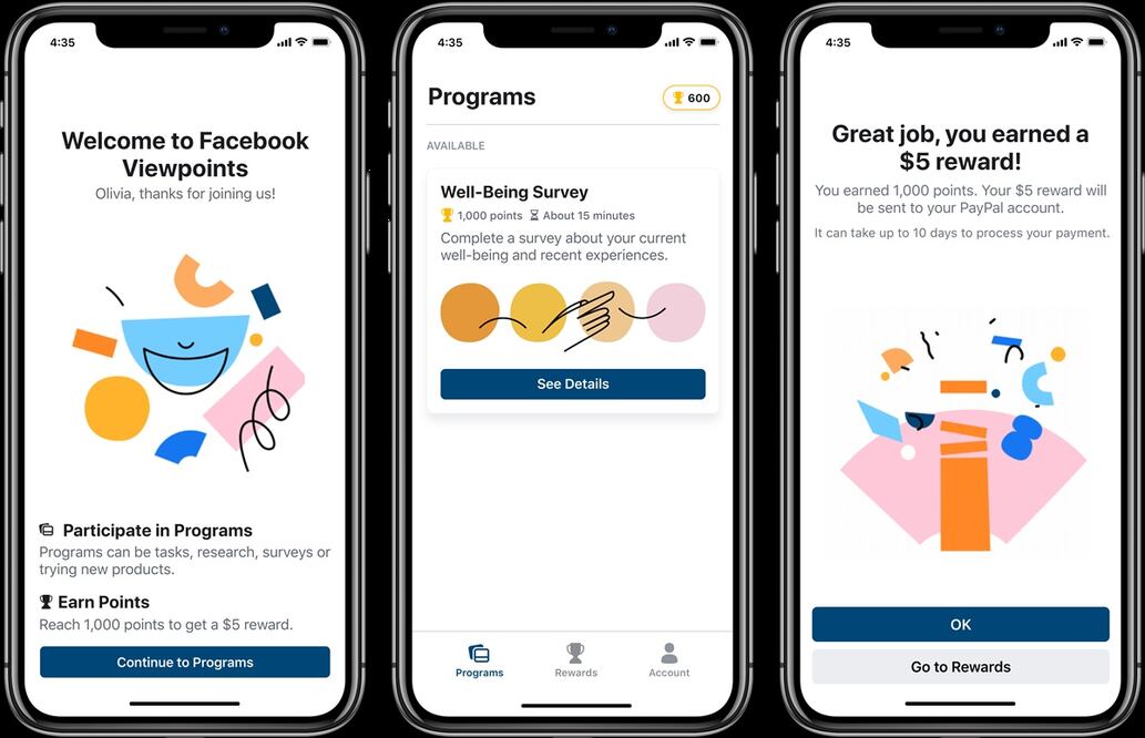 Facebook Viewpoints es una app que recompensará a los usuarios con dinero / Foto: Facebook 