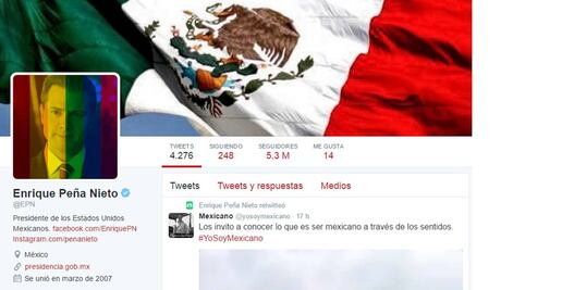 Peña "colorea" su foto de perfil en Twitter