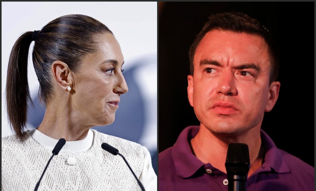 Claudia Sheinbaum y Daniel Noboa, presidentes de México y Ecuador, respectivamente. Foto: EFE