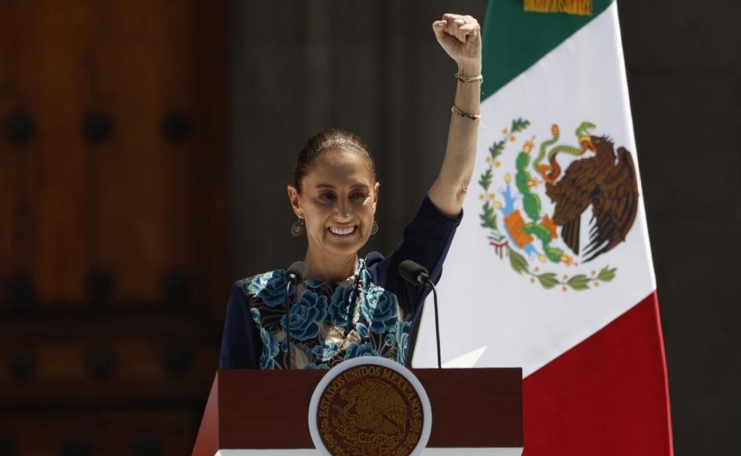 Claudia Sheinbaum, presidenta de México, en su asamblea en el Zócalo capitalino este 9 de marzo del 2025. Foto: Diego Simón / EL UNIVERSAL