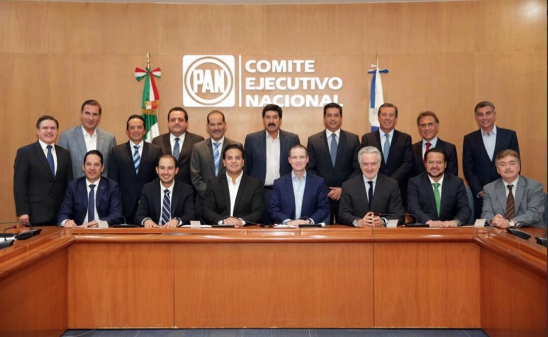 El presidente del PAN y los gobernadores se reunieron en la sede de Acción Nacional. /Tomada de @RicardoAnayaC