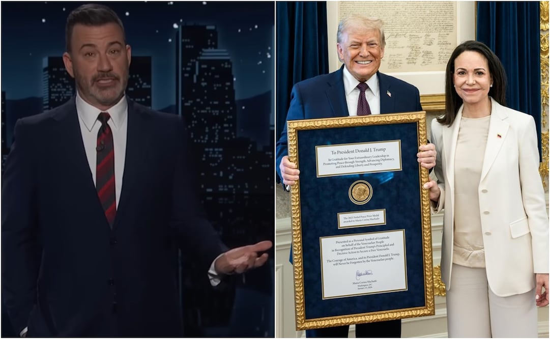 El comediante Jimmy Kimmel no dejó pasar la oportunidad para burlarse de Donald Trump. Fotos: YouTube y Truth Social