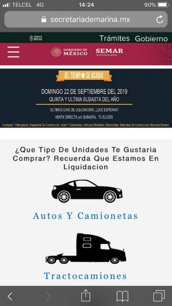 Alertan sobre sitio web falso de la Marina en el que se anuncia una subasta