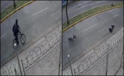 Captan momento en que ciclista sufre aparatosa caída por un cable en Jalisco