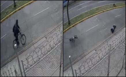 Captan momento en que ciclista sufre aparatosa caída por un cable en Jalisco