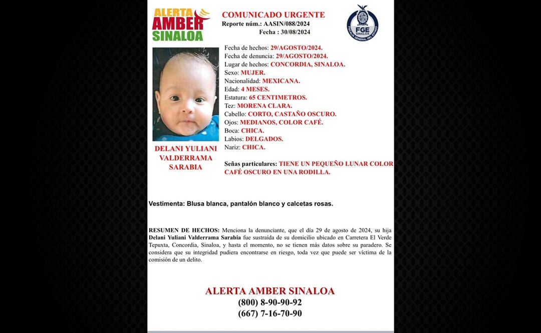 Detienen a mujer por el presunto robo de un bebé en Concordia, Sinaloa. Foto: Especial