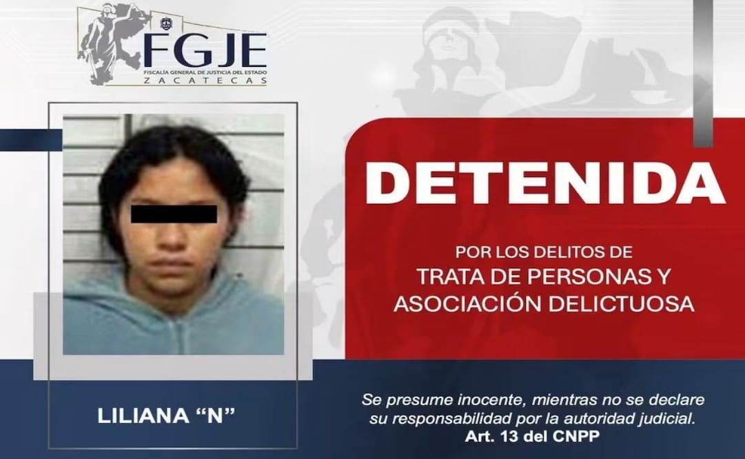 Detienen a mujer reportada como desaparecida en Zacatecas; la investigan por trata y reclutamiento criminal. Foto: Especial