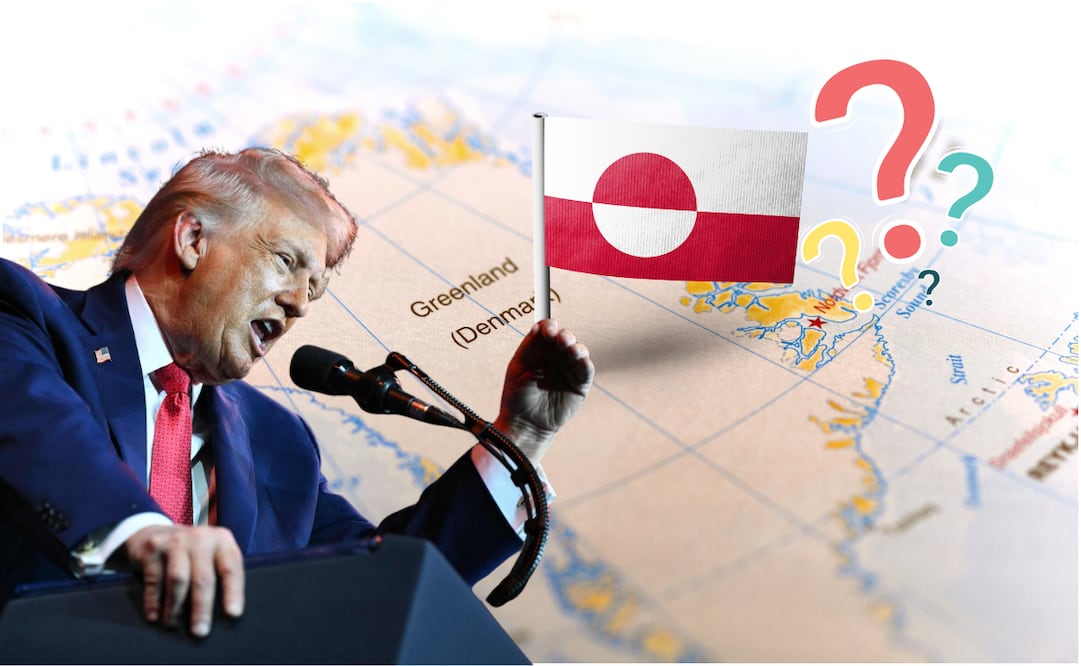 Donald Trump ha explicado que su deseo de obtener Groenlandia es debido a intereses de seguridad nacional y aseguramiento de rutas marítimas. Foto: Canva / AFP