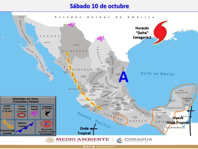 Ante huracán "Delta", este es el pronóstico del clima para todo el país 