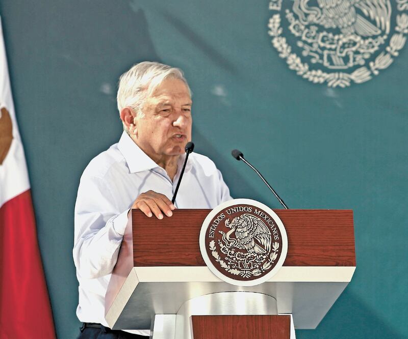 El presidente Andrés Manuel López Obrador, acompañado por su gabinete de seguridad, inauguró un cuartel de la Guardia Nacional. Christian Torres/EL UNIVERSAL