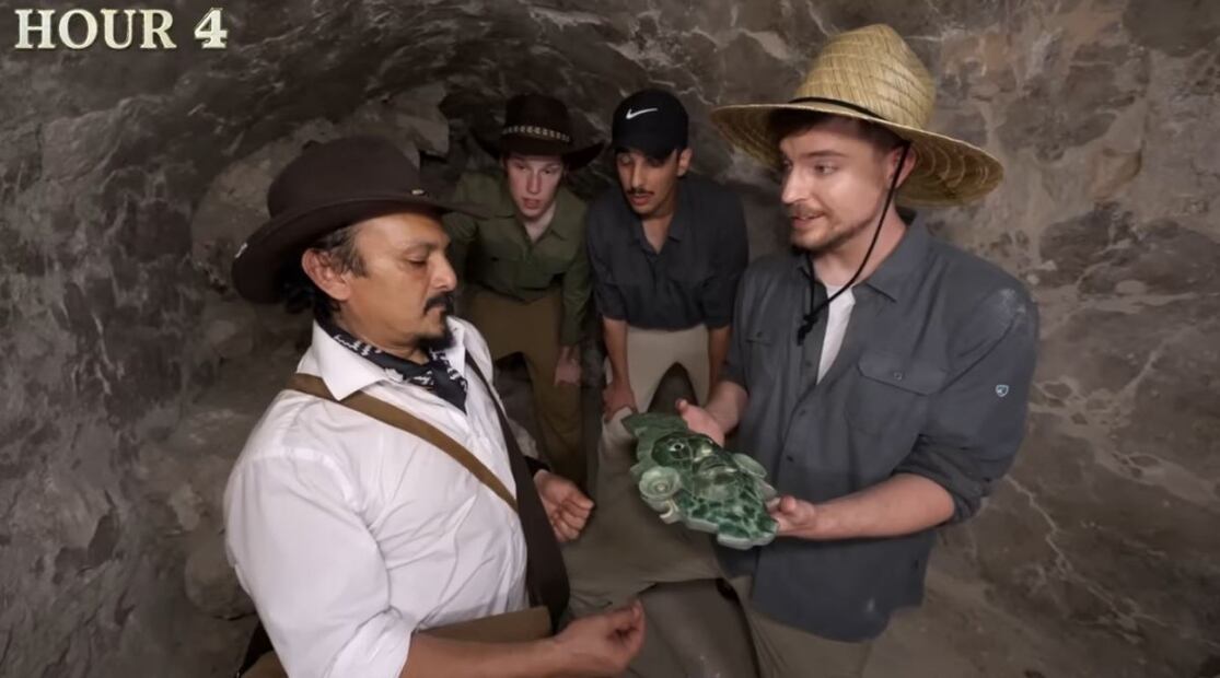 Visita del youtuber estadounidense MrBeast a la zona arqueológica de Calakmul. Foto: Captura de pantalla