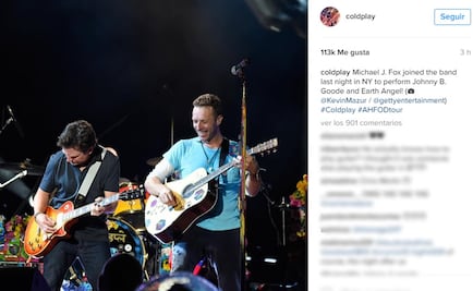 Michael J. Fox acompañó a Coldplay en show