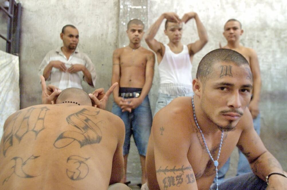 Miembros de la MS-13 en una prisión de Honduras. Esta organización criminal es considerada una de las más violentas del continente (REUTERS)