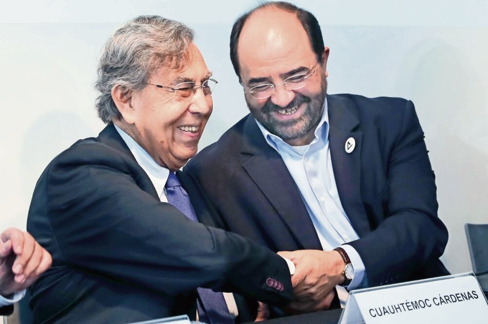 Cuauhtémoc Cárdenas y Emilio Álvarez Icaza participaron en la conferencia de prensa de la iniciativa Ahora la semana pasada (LUCÍA GODÍNEZ. EL UNIVERSAL)