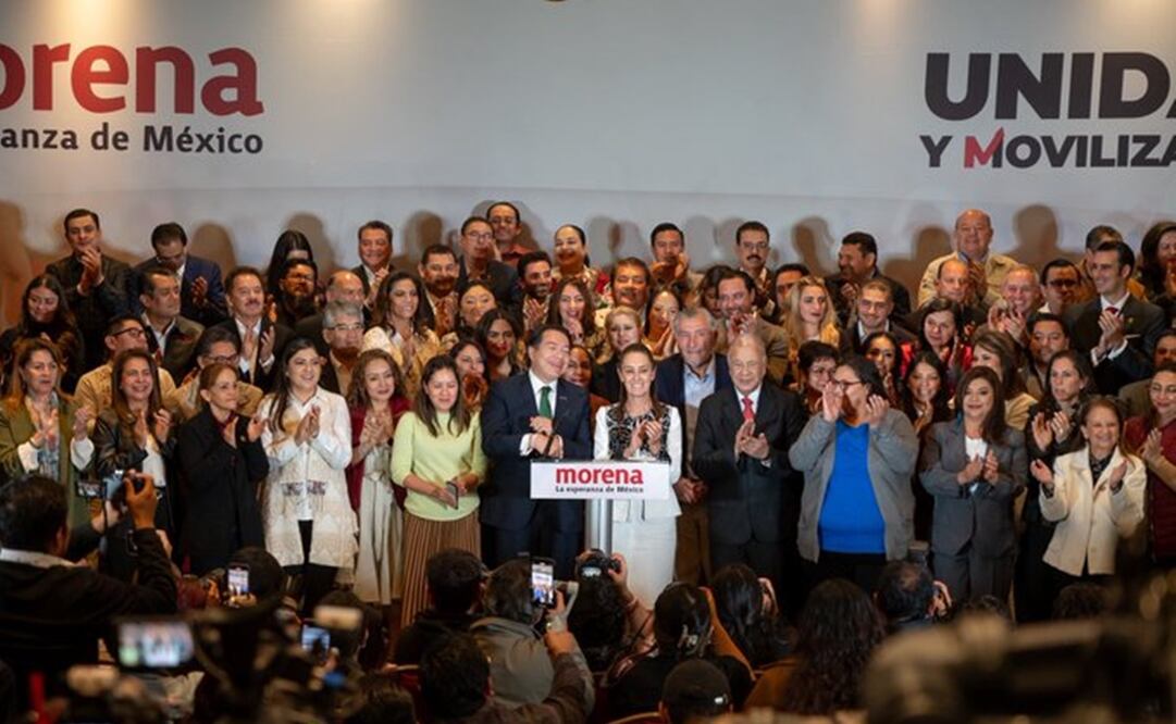 Reunión de aspirantes de Morena a las nueve gubernaturas. Foto: X @Claudiashein