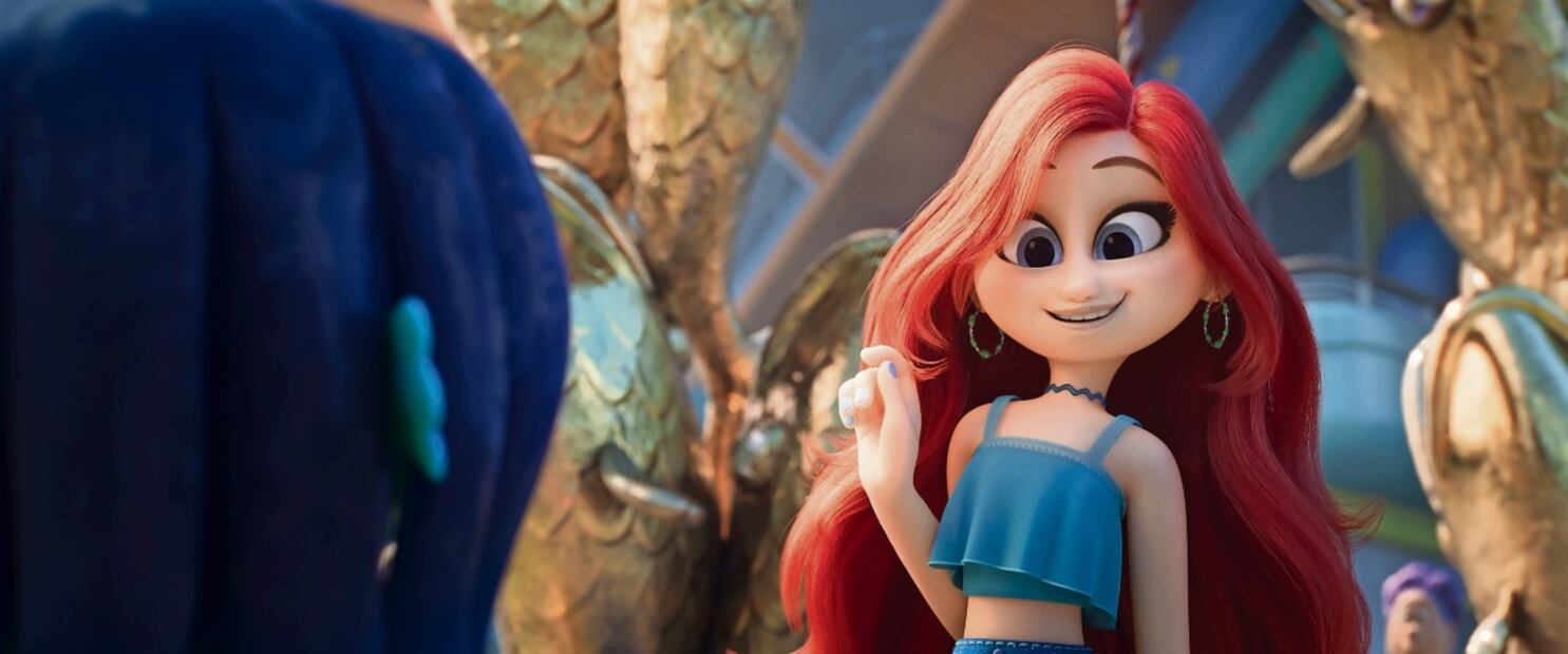 Nina Rubín tiene el rol antagónico en la historia donde interpreta a la adolescente y sirena Chelsea. Foto: Universal Píctures