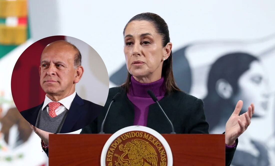 La presidenta de México Claudia Sheinbaum durante una rueda de prensa matutina este lunes, en Palacio Nacional. Foto: EFE/Mario Guzmán