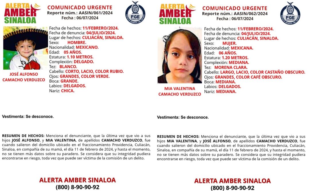 FGE emite fichas de búsqueda de dos hermanos desaparecidos en Culiacán desde febrero. Foto: Especial