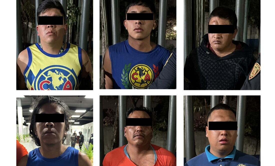 Detienen a seis personas por asaltar y golpear a un automovilista en Álvaro Obregón; portaban playeras del América. Foto: Especial