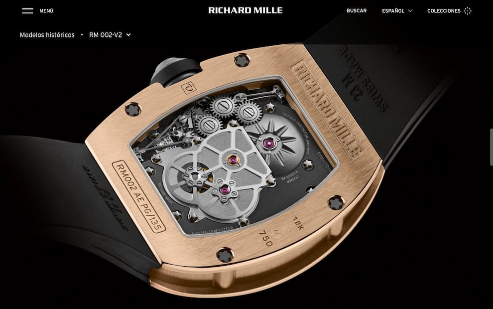 Así es el reloj Richard Mille, modelo RM 002-V2. Foto: Captura de pantalla