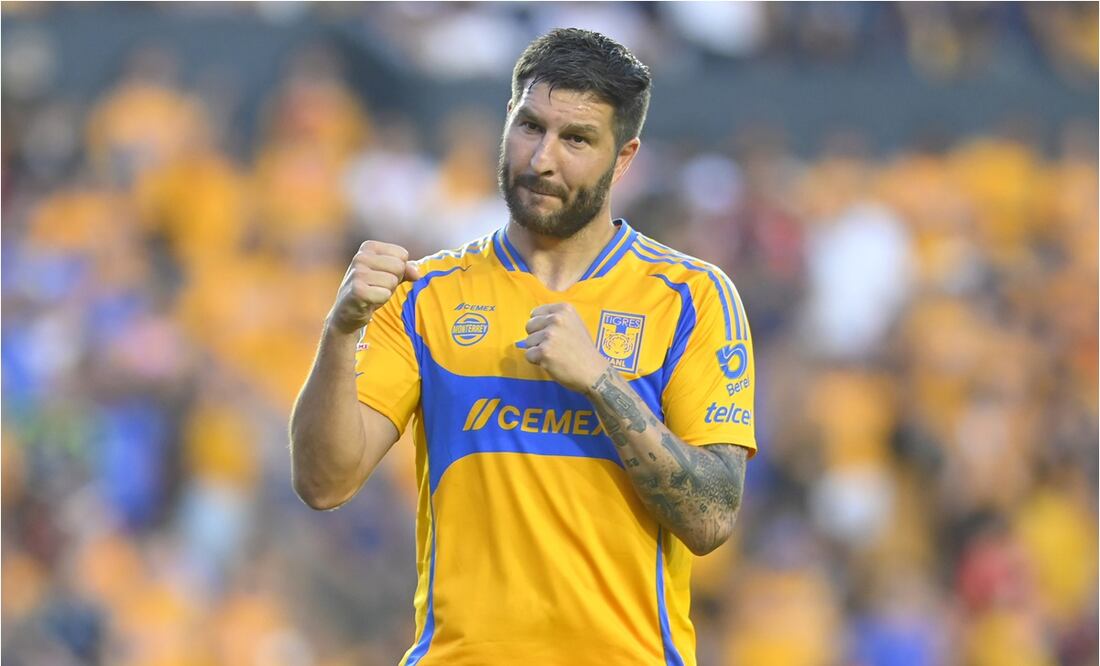 André-Pierre Gignac celebra su gol con los Tigres. FOTO: IMAGO7