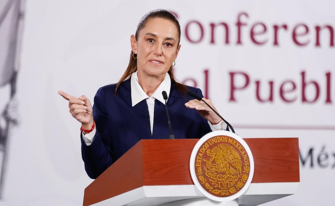 La presidenta Claudia Sheinbaum desde Palacio Nacional en su conferencia mañanera (23/03/2026). Foto: Diego Simón Sánchez / EL UNIVERSAL