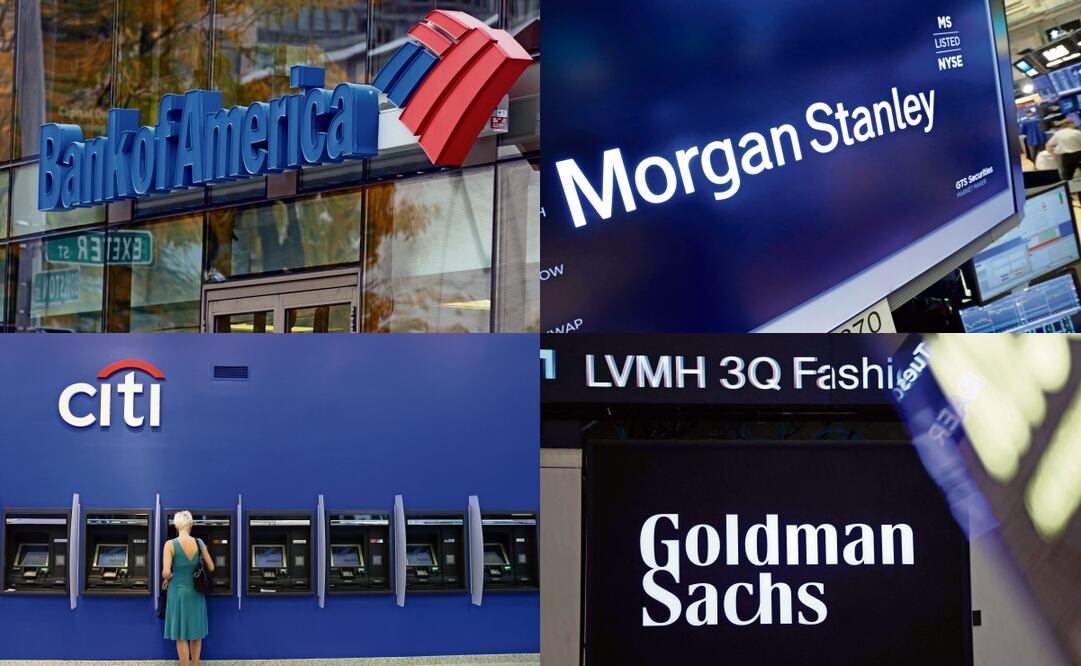 Los principales bancos de Estados Unidos reportaron resultados por arriba de lo estimado, dando a Wall Street uno de los trimestres más rentables en su historia. Fotos: Michael Dwyer / AP, Archivo AP, Archivo EL UNIVERSAL y Michael M. Santiago / AFP