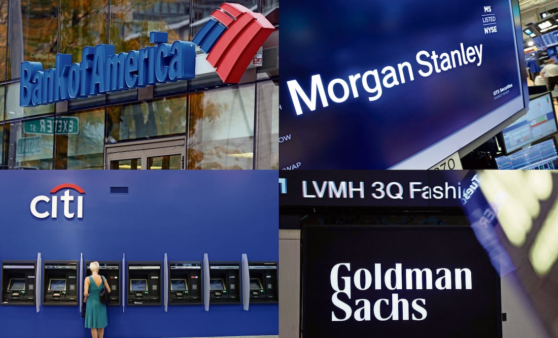 Los principales bancos de Estados Unidos reportaron resultados por arriba de lo estimado, dando a Wall Street uno de los trimestres más rentables en su historia. Fotos: Michael Dwyer / AP, Archivo AP, Archivo EL UNIVERSAL y Michael M. Santiago / AFP