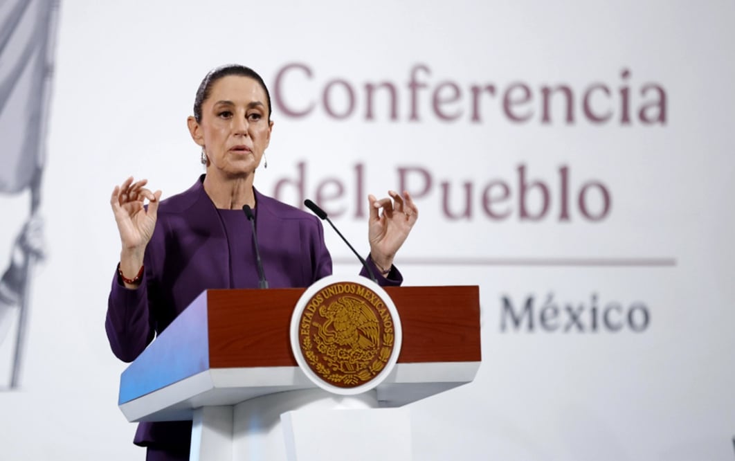 La presidenta Claudia Sheinbaum Pardo durante su conferencia mañanera del 3 de julio de 2025. Foto: Diego Simón Sánchez/EL UNIVERSAL