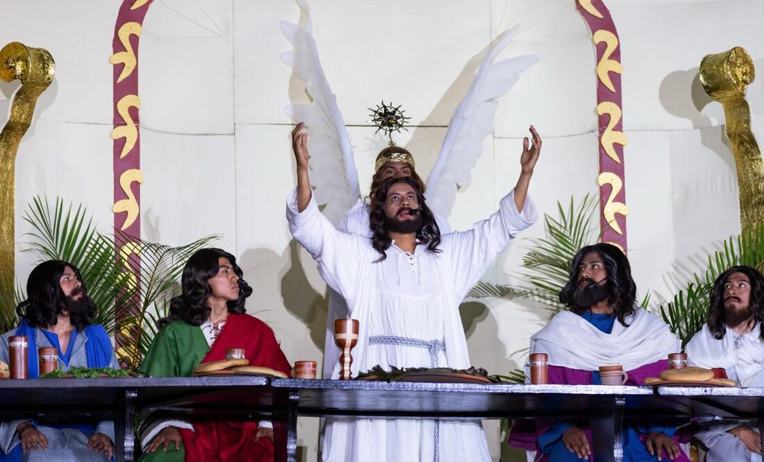 Interpretación de La Última Cena y el Lavatorio de pies, como parte del Viernes Santo, en la 182 representación de la Semana Santa en Iztapalapa. (17/04/2025) Foto Hugo Salvador | El Universal