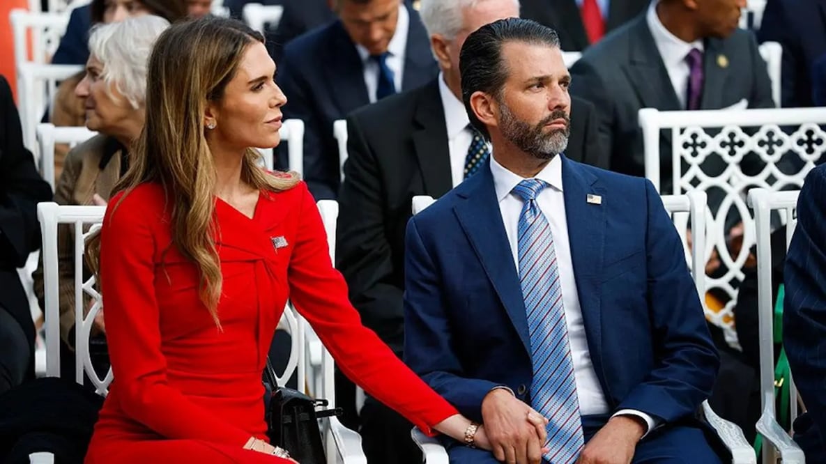 Bettina Anderson con Donald Trump Jr, en un evento en la Casa Blanca, en octubre pasado. FOTO: EFE