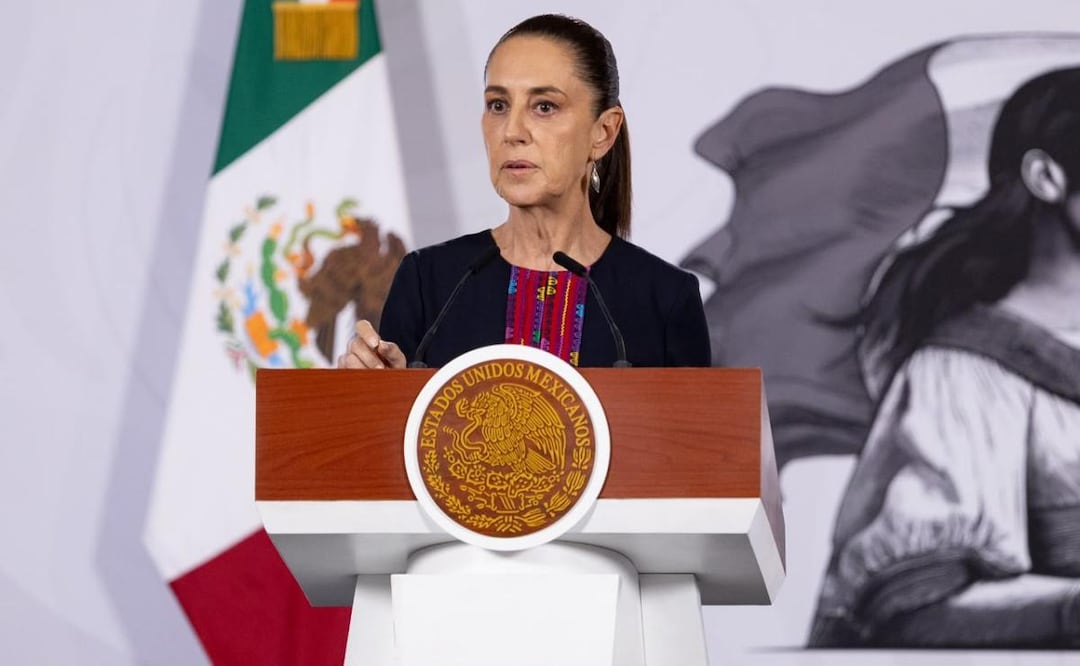 Presidenta Claudia Sheinbaum durante su conferencia de prensa este 10 de julio desde Palacio Nacional. Foto: Hugo Salvador / EL UNIVERSAL