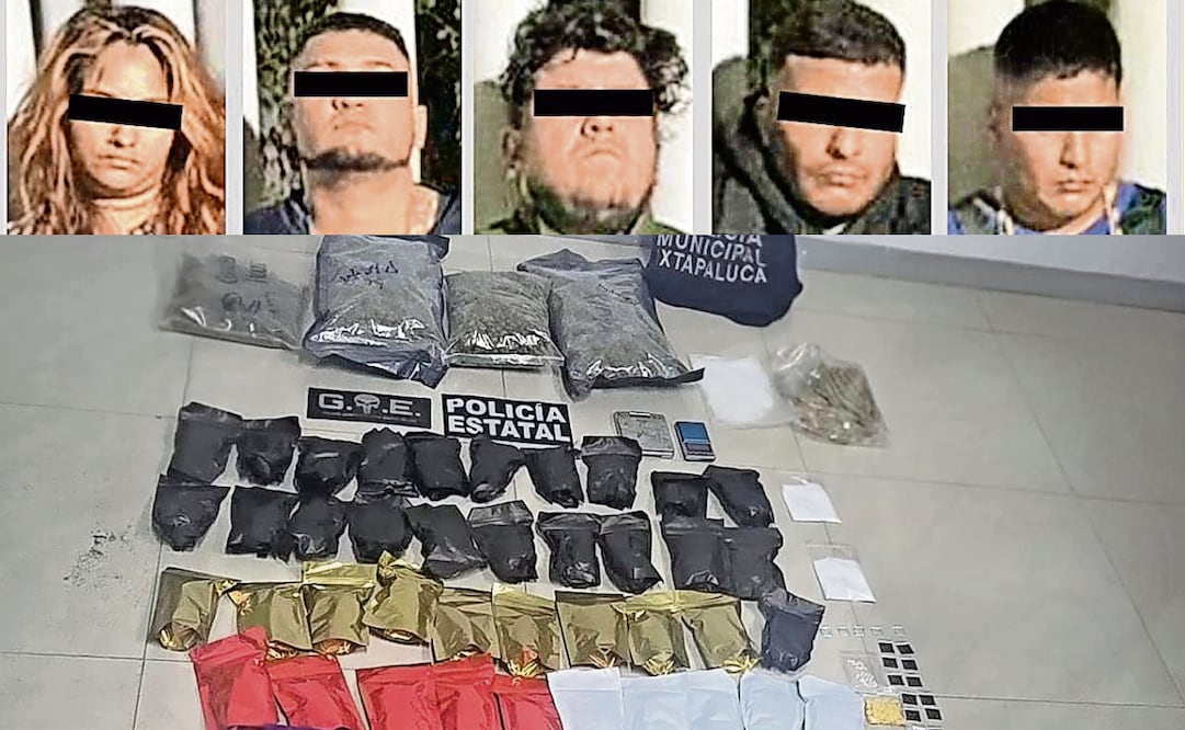 Las presuntas sustancia ilícitas decomisadas iban en paquetes de frituras, indican autoridades; los
detenidos están ligados a un homicidio en Ixtapaluca el 15 de febrero pasado, según indagatorias. Fotos: Especial