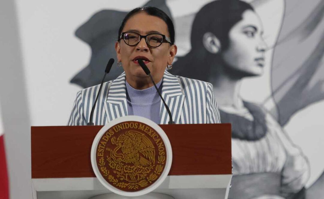 Rosa Icela Rodríguez Velázquez, secretaria de Gobernación (Segob), durante la mañanera de este 8 de julio del 2025. Foto: Carlos Mejía / EL UNIVERSAL.