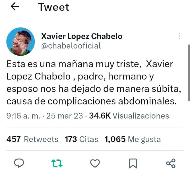 Comunicación muerte de Chabelo