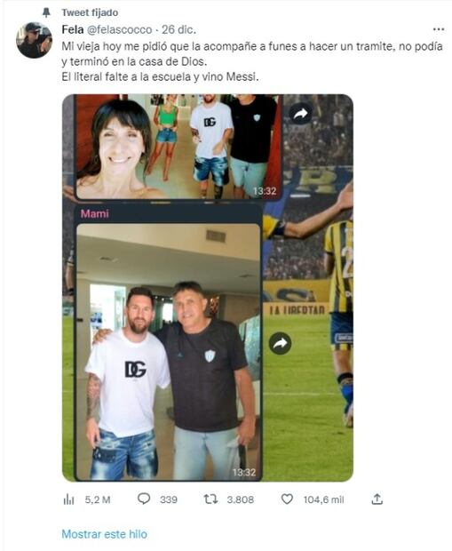 Su mamá le pide que la acompañe a hacer un trámite, no va y ella conoce a Messi 