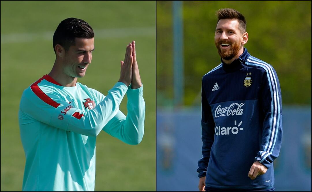 Especial. Ronaldo y Lionel en entrenamiento con sus selecciones.